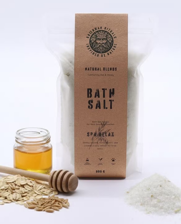 Greenman ritualai Avižų ir medaus Epsom vonios druska 800 g. – Spa Relax